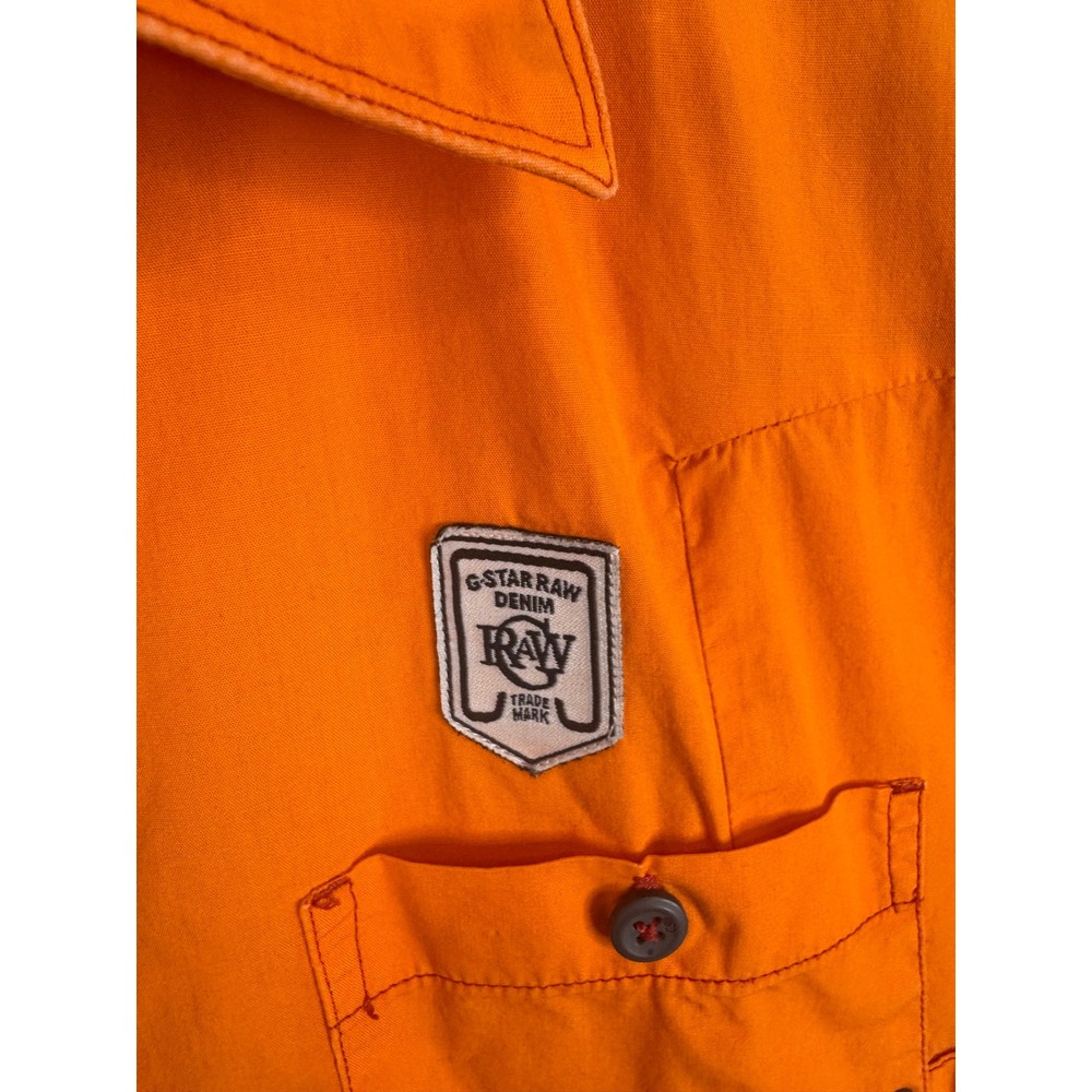 G-Star Raw Mens Work Lamond Shirt S/S Orange Button Down Large 311210032 - Picture 3 of 8